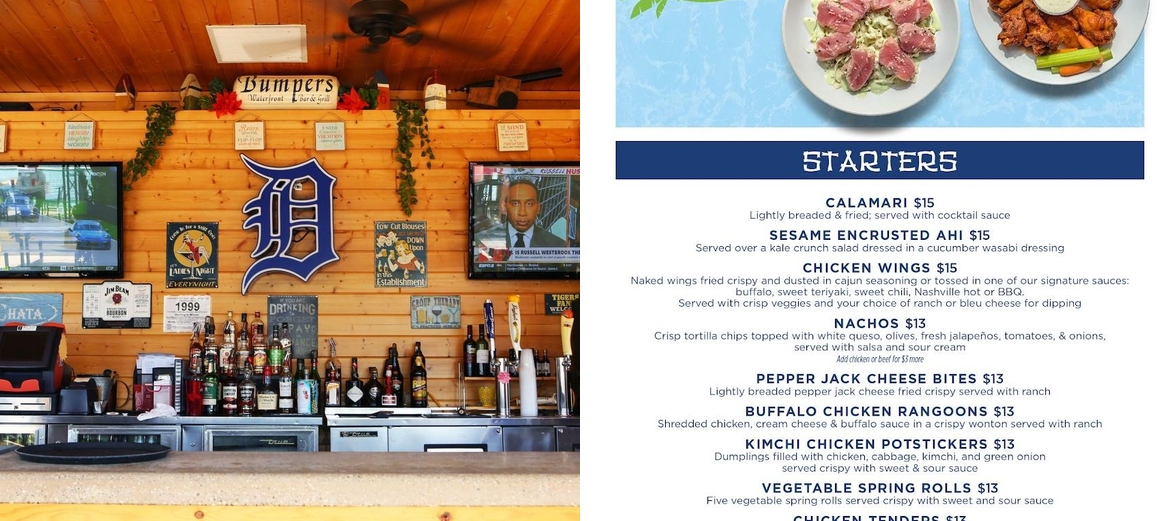 Bumpers Landing Menu