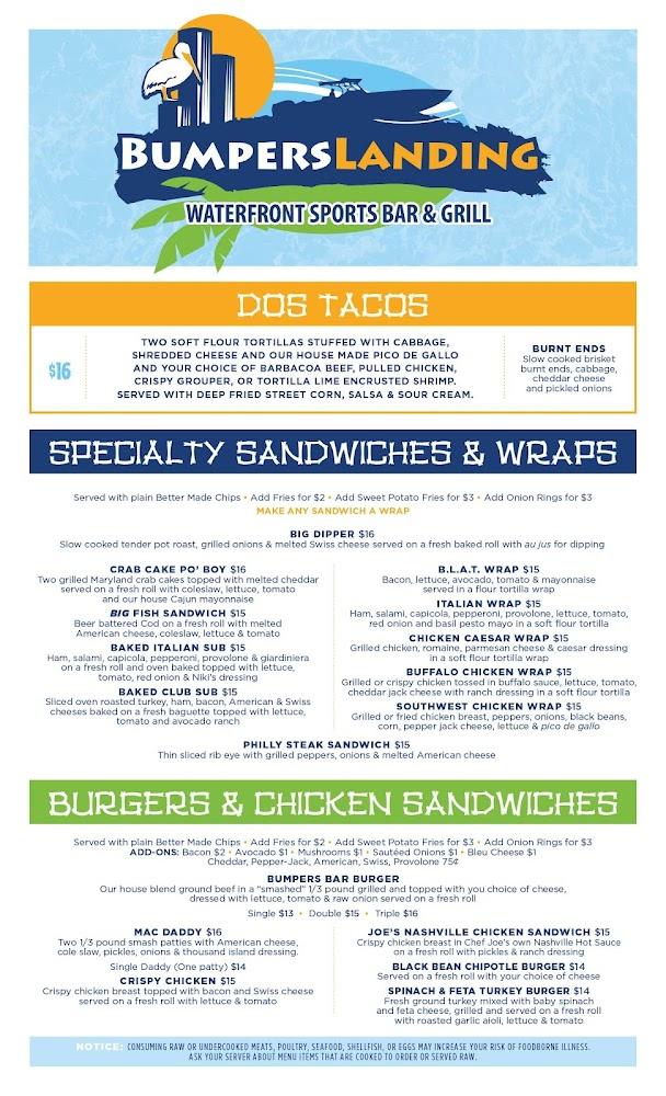 Bumpers Landing Menu image 3
